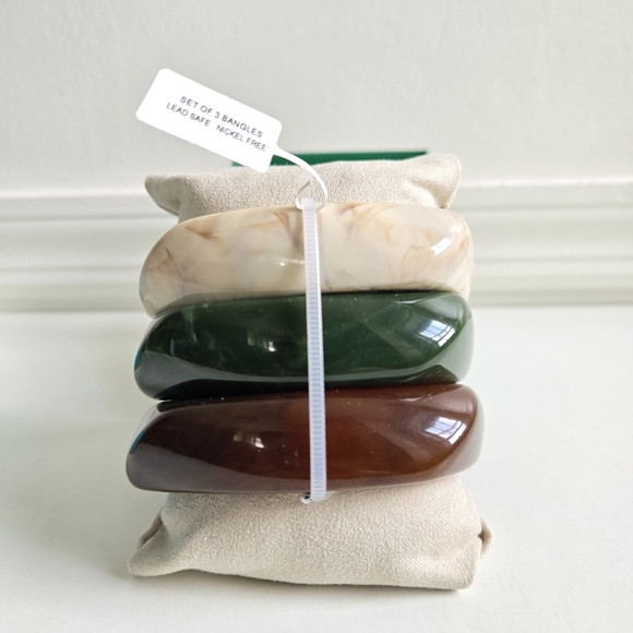 New Piper K Set Of 3 Chunky Marbleized Bangle Stack Bracelets NWT - Picture 1 of 6
